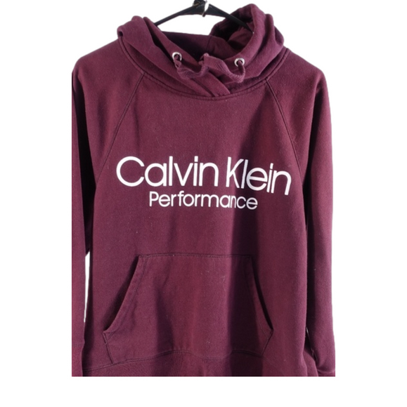 Calvin Klein Performance Sweaters - Calvin Klein Performance Maroon Wine Purple Hoodie Kangaroo Pocket Sweater